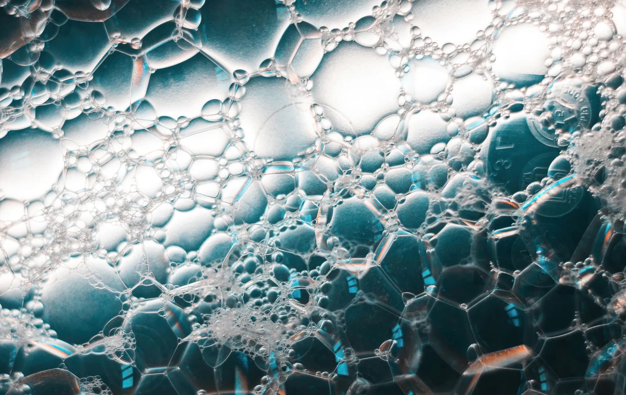 Close-up of soap foam bubbles